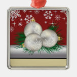 Trío de plata ornamento de navidad