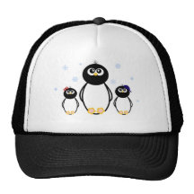 Trío del pingüino gorros  