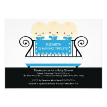 TRÍOS elegantes en azul de la invitación de la fie