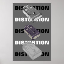 Triple del pedal de la distorsión de la guitarra e posters