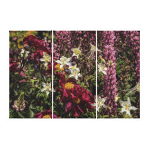 Tríptico de los Peonies, del Lupine y de la madres Impresiones En Lienzo Estiradas