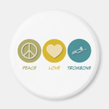 Trombone del amor de la paz imán de frigorífico