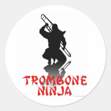 Trombone Ninja Pegatina Redonda