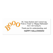 Truco del autismo de Halloween o abucheo de las ta Tarjeta De Visita