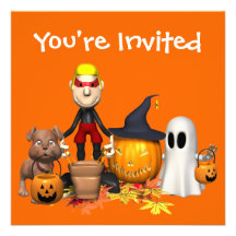 Truco o el tratar de los amigos de Halloween Invitaciones Personalizada