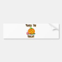 Truco o invitación (calabaza y caramelo) etiqueta de parachoque