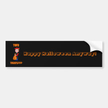 Truco o invitación divertido de Halloween Etiqueta De Parachoque