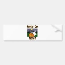 Truco o invitación (fantasma y calabaza en cemente pegatina de parachoque
