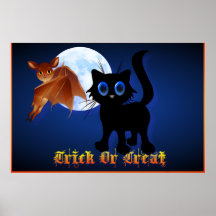 Truco o poster negro del gatito y del palo de la i