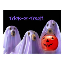 Truco-o-Tratando el fantasma persigue la postal de