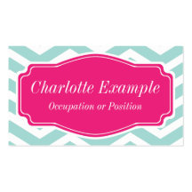 Trullo Chevron rosado blanco de la menta personal Plantillas De Tarjetas De Visita