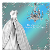 Trullo real Quinceanera blanco azul de la marina d Invitación Personalizada