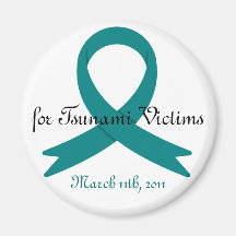 Tsunami Victims awareness ribbon 冷蔵庫用マグネット