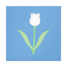 Tulipán blanco en azul lienzo envuelto para galerías
