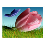 Tulipán de la primavera y postal de la mariposa