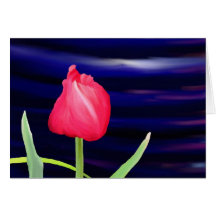Tulipán en el pote azul tarjetón