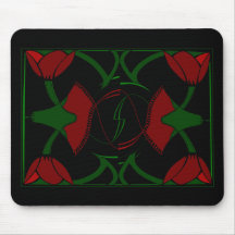 Tulipanes del art déco, rojo, mousepad alfombrilla de ratón