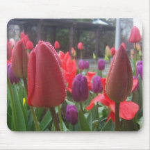 Tulipanes del día lluvioso tapete de raton