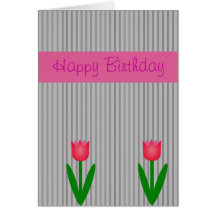 Tulipanes del rosa del feliz cumpleaños tarjeta