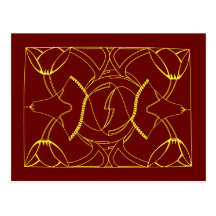 Tulipanes, postal, marrón y amarillo del art déco