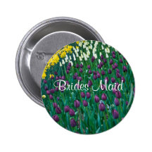 Tulipanes y narcisos púrpuras, botón de la criada  pins