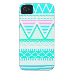 Turquesa brillante tribal iPhone 4 Case-Mate fundas