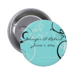 Turquesa con el adorno negro del Flourish del remo Pins
