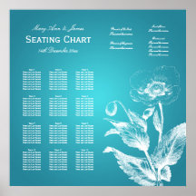 Turquesa de la amapola de la carta del asiento del posters