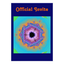 Turquesa de la mandala del fractal del pavo real invitaciones personalizada