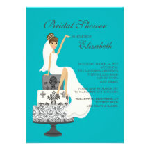 Turquesa nupcial de la invitación de la ducha de l