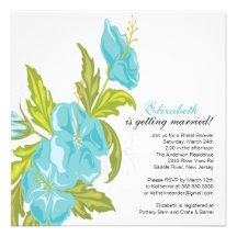 Turquesa nupcial floral de la invitación de la duc