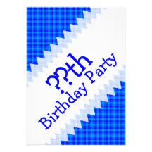 Turquesa y cumpleaños a cuadros retro azul anuncio