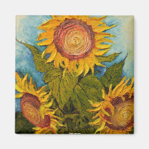 Turquesa y girasol imán de nevera