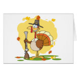 Turquía feliz con el gorra y el mosquete del pereg tarjetas