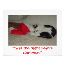 Twas la noche antes del navidad/gatito invitaciones personalizada