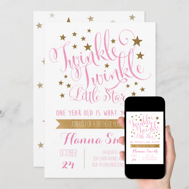 Twinkle Twinkle Invitaci N Al Cumplea Os De La Peq Zazzle Es