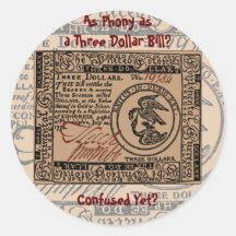 U.S. Billete de dólar tres: ¿Confuso? - Pegatina