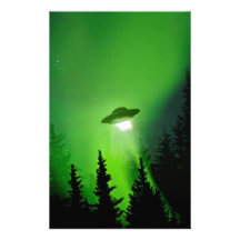 UFO con la aurora boreal Papelería Personalizada