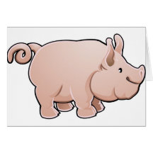 Un animal del campo lindo de cerdo felicitaciones