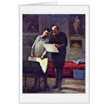 Un artista joven recibe consejo de Honore Daumier Tarjetón