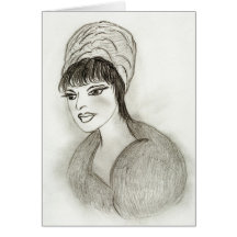 Un chica retro tarjeton