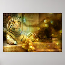 Un corazón de reclinación (poster blanco del tigre