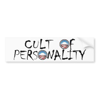 Un culto de la personalidad de Obama (en blanco) Etiqueta De Parachoque