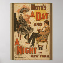 Un día y una noche en Nueva York, Th del vintage d Poster