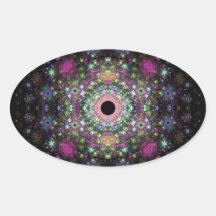 Un diseño multicolor del fractal pegatina de oval personalizadas