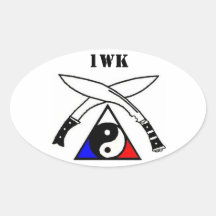 Un emblema de la asociación del karate del mundo calcomanía ovaladas personalizadas