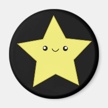 Un imán amarillo sonriente de la estrella del kawa