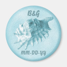 Un imán del Seashell del boda de playa (azul)
