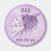 Un imán del Seashell del boda de playa (púrpura)