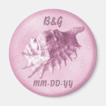 Un imán del Seashell del boda de playa (rosa)